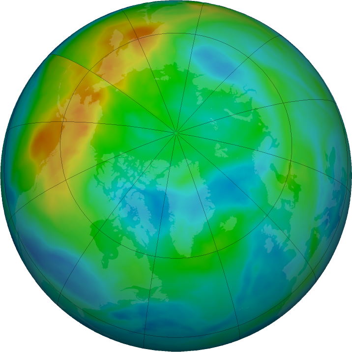 Arctic ozone map for 08 November 2021
